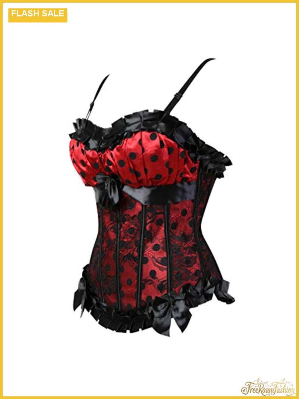 Boned Lace Up Corset Bustier Top Gothic Polka Dot Zip Side